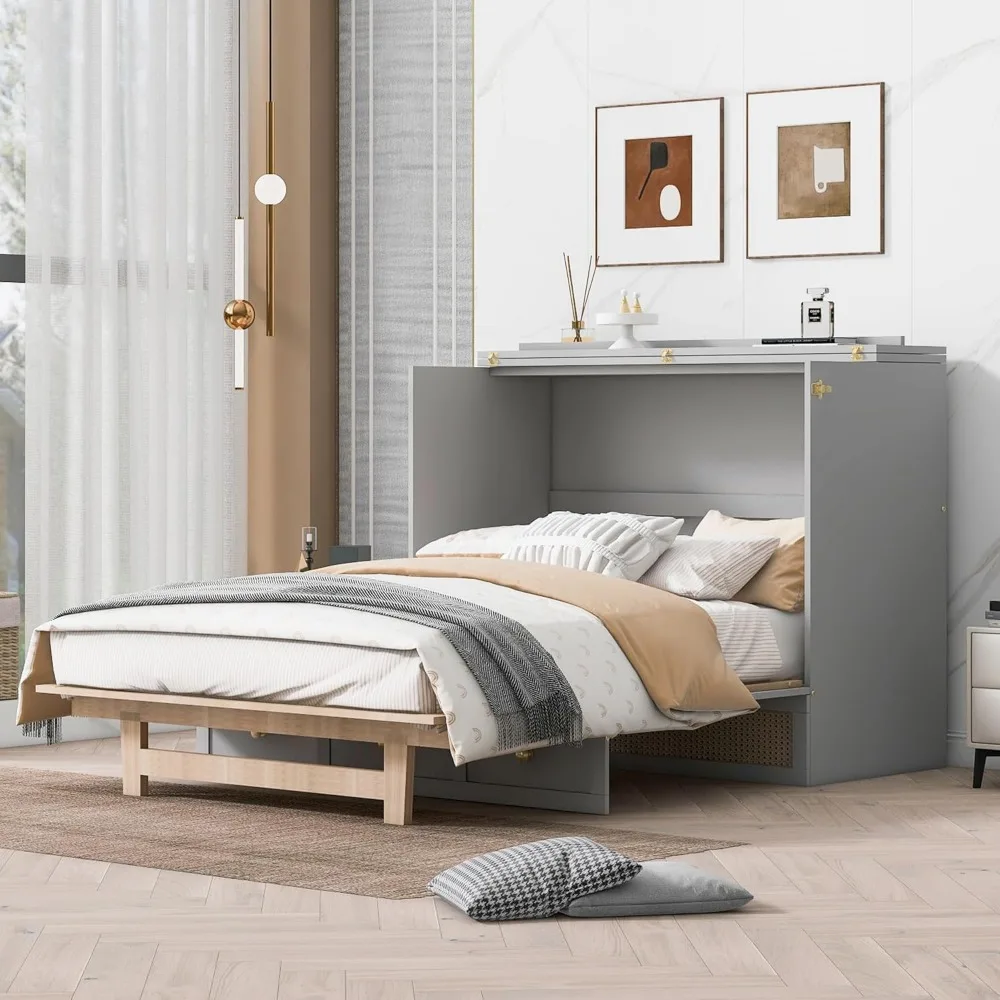 Letto da parete con letto Murphy Queen Size con disegni Harper & Bright, letto in legno con cassettiera a cubo con grande cassetto portaoggetti per la casa
