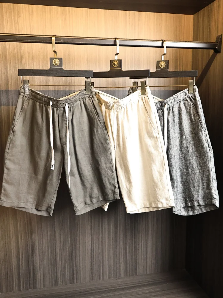 Men's Casual Breathable Summer Shorts Elastic Waist Comfortable Loose Fit Straight Leg Pants Fashionable Urban Style