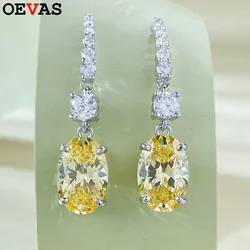 OEVAS Luxury 100% 925 Sterling Silver 7CT 8x12mm 5A High Carbon Diamond Drop Earrings for Women Fine Jewelry Gift Wholesale