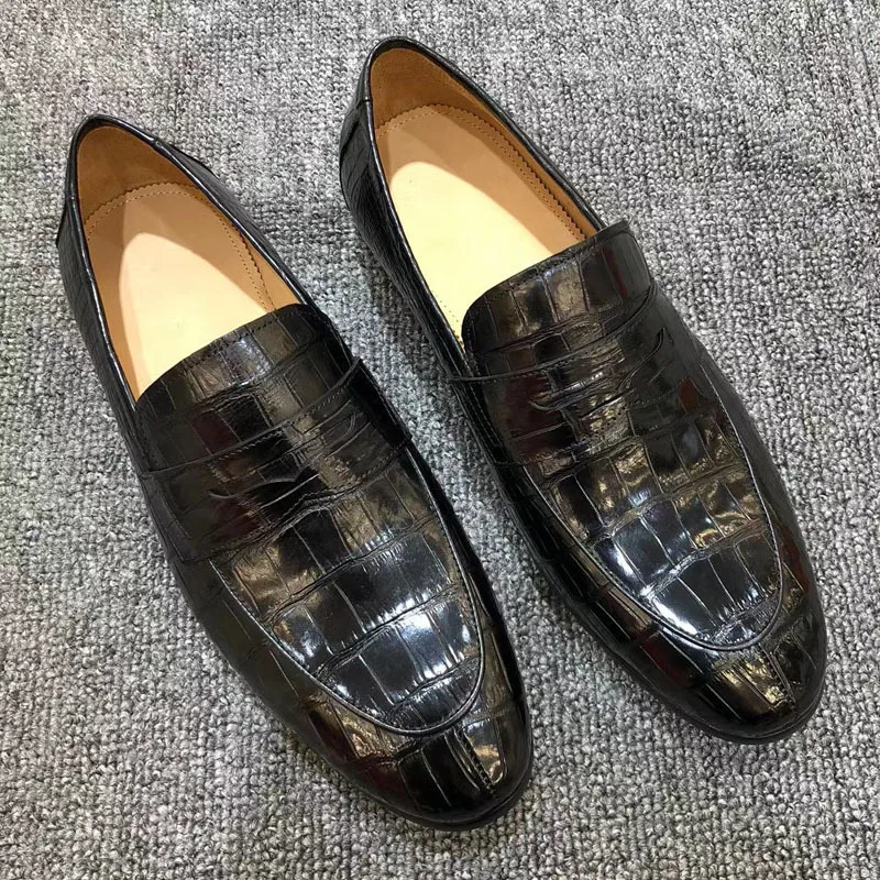 Formal for True Crocodile Belly Casual Versatile Leather Fashion Trend Business Men\'s Boat Shoes Male Adult Men Boots Loafers