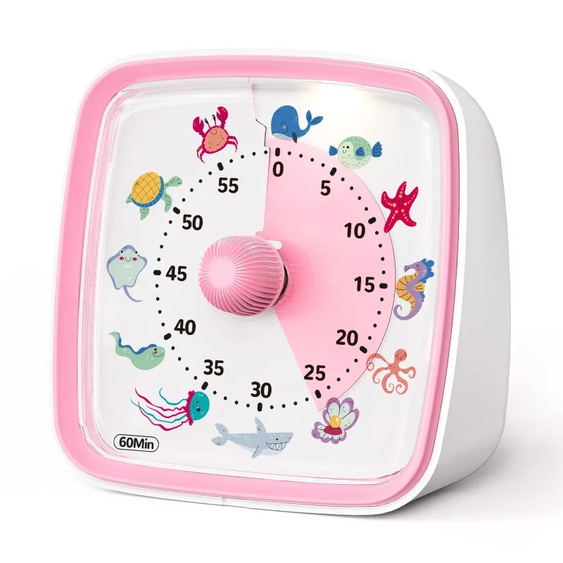 60 Minutes Visual Timer Round Square Ultra Silent Countdown Alarm Clock Self-discipline Visualization Kitchen Timer Indoor
