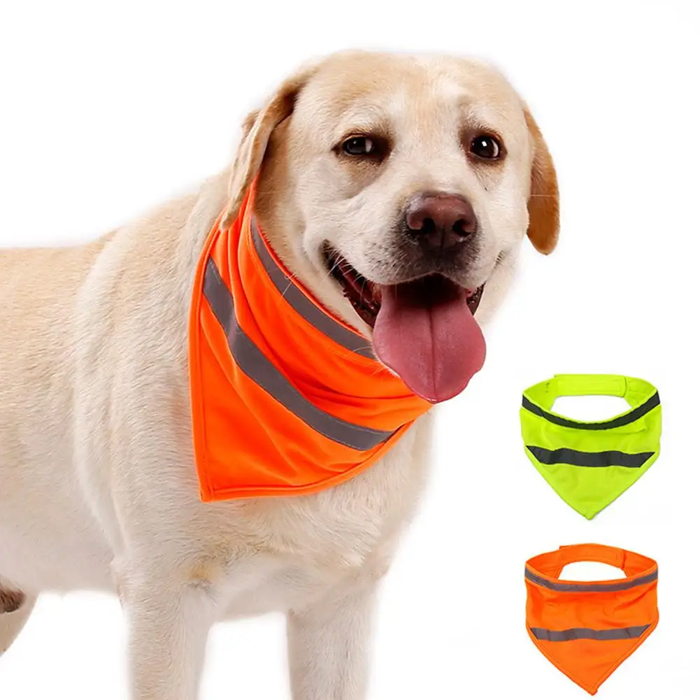 Dog Reflective Bandanas Pet Triangular Towel Scarf Bright Color Polyester Bib