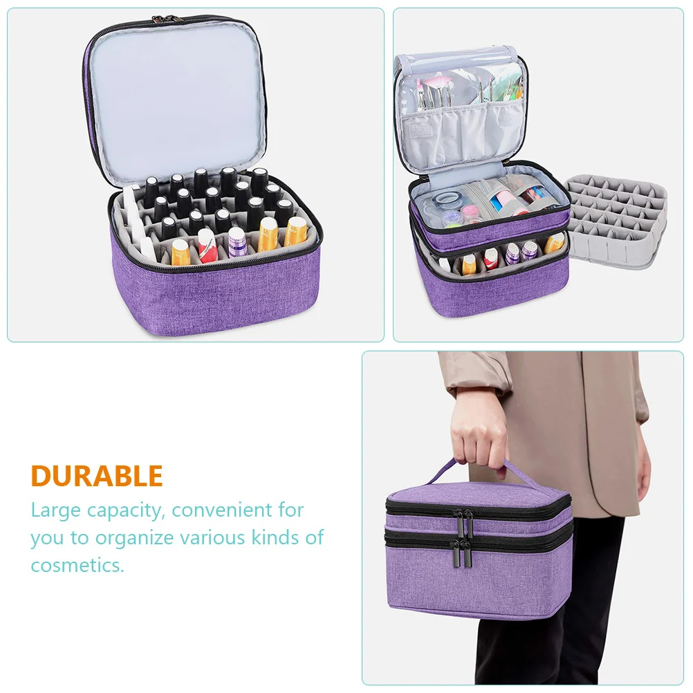 

Nail Polish Organizer Bag Large Capacity Cloth Storage Case Travel Pouch For Women Double Layer Essential Oils