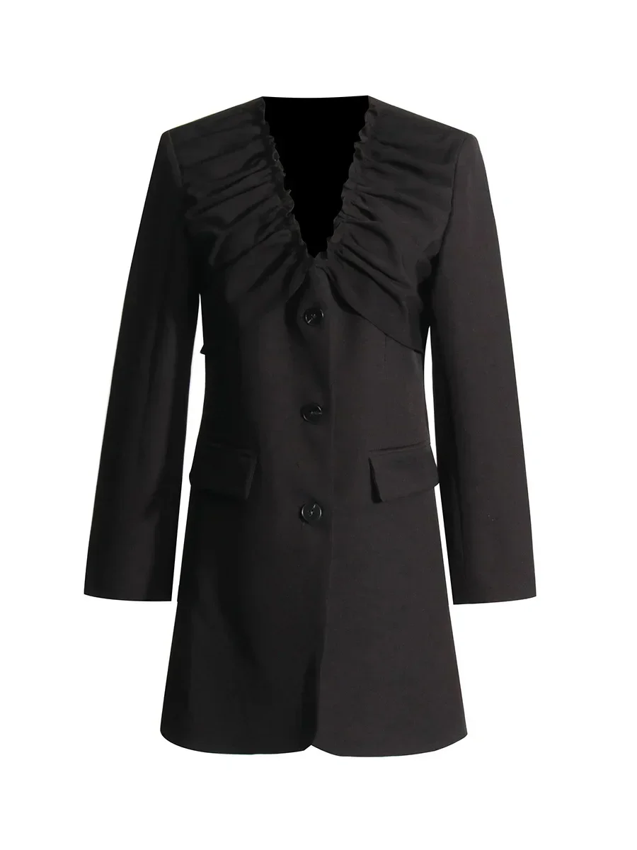 Blazer à col élastique pour femme, olympiques noirs, veste de mode, tenue de bureau formelle, vêtements de travail d'affaires pour dame, manteau chaud pour fille, tenue d'automne, 1 pièce