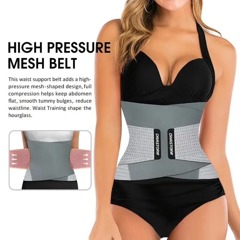 Burvogue Neoprene Sweat Waist Trainer Fitness Belt Thermo Body Shaper Trimmer Corset Waist Cincher Wrap Workout Slim Shapewear