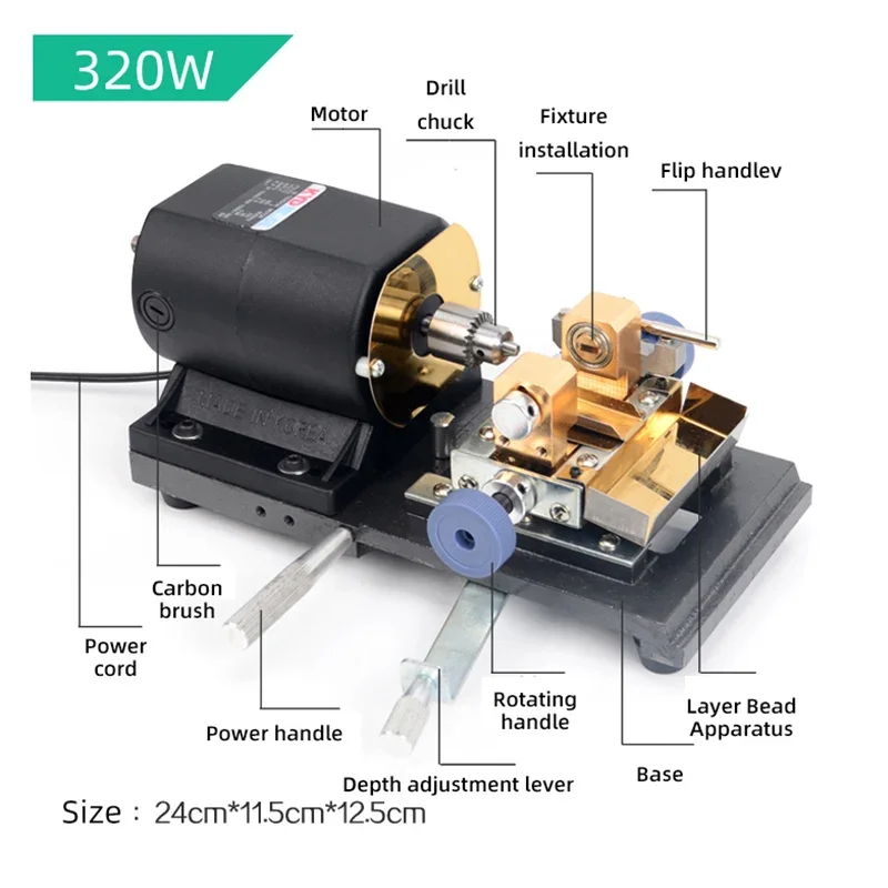 Electric Pearl Punch Hole Punch DIY Grinding Polishing Beads Mini Wood Lathe Multifunction Rotating Center Turning Lathe