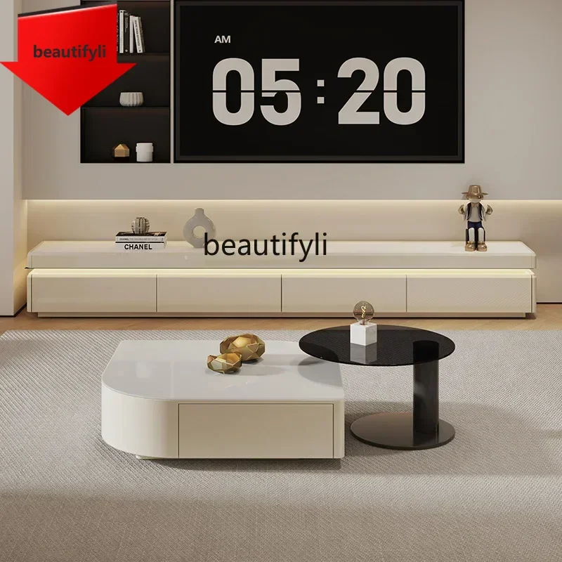 Q181  TV cabinet floor-to-ceiling living room rounded corner storage locker integrated high-end coffee table