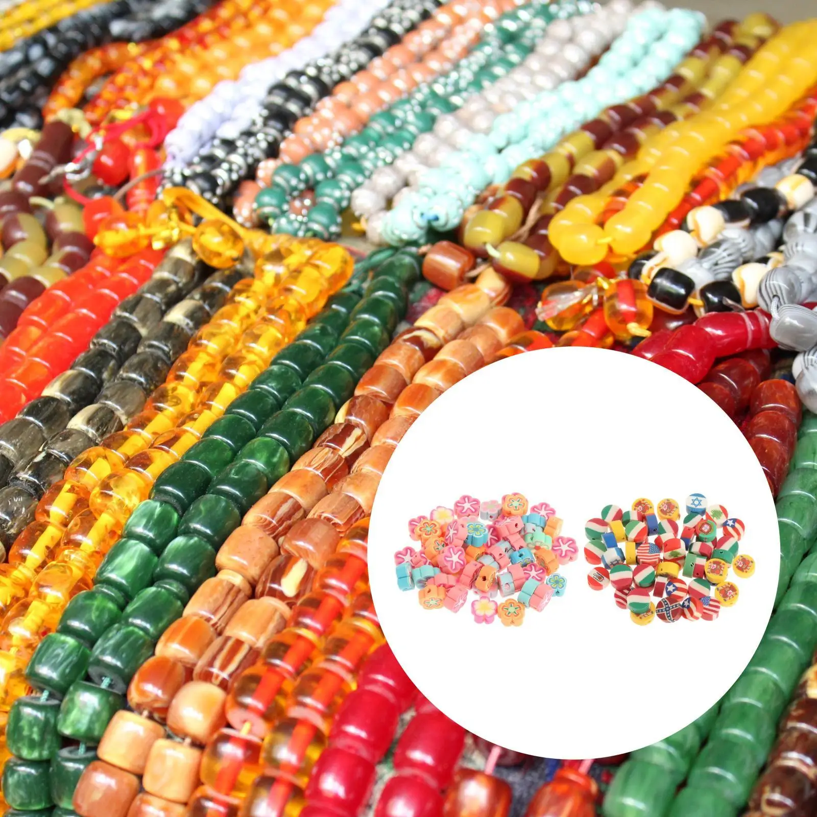 50 Pieces Soft Pottery Beads Charms Sliced Flower for Jewelry Making Jewelry Repairing Earrings Colorful Activity Gift