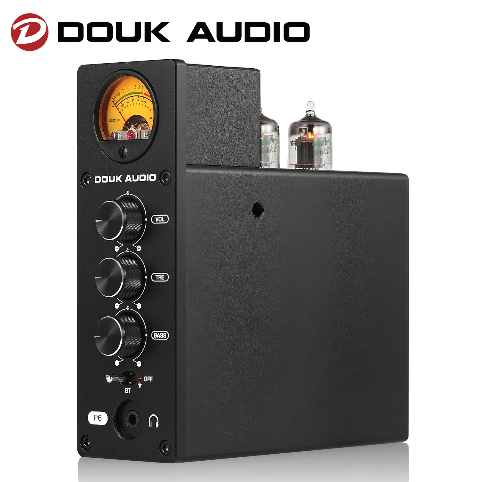 

Douk Audio P6 HiFi JAN5654 Valve Tube Preamp Stereo Headphone Amplifier Bluetooth 5.1 Receiver Audio Amp with VU Meter