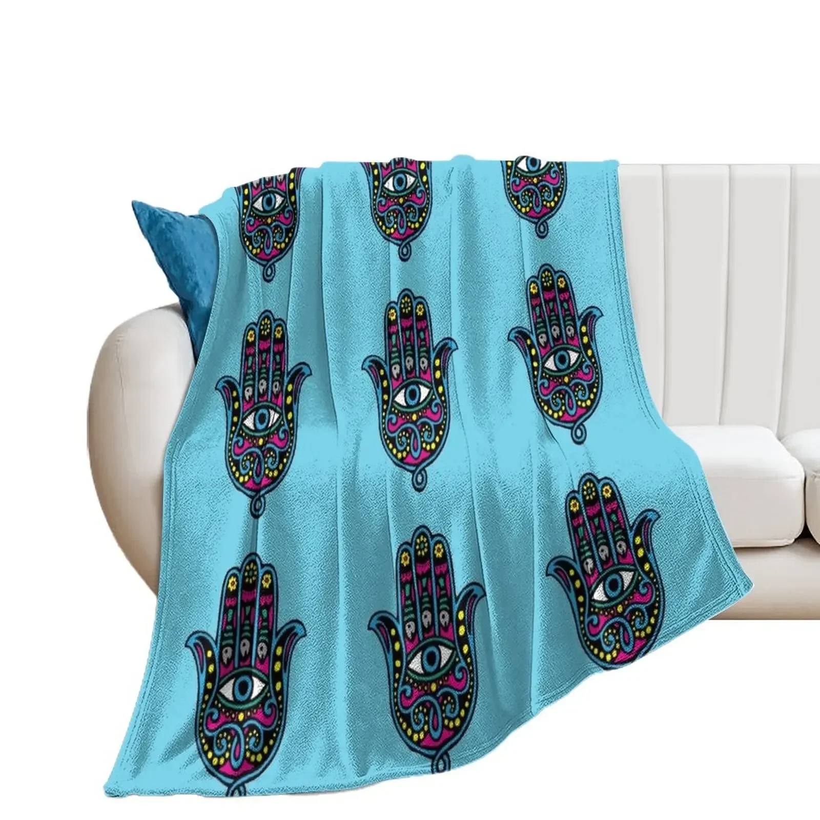 

Hand of Hamsa Colorful Throw Blanket Shaggy warm winter Blankets Sofas Of Decoration Blankets