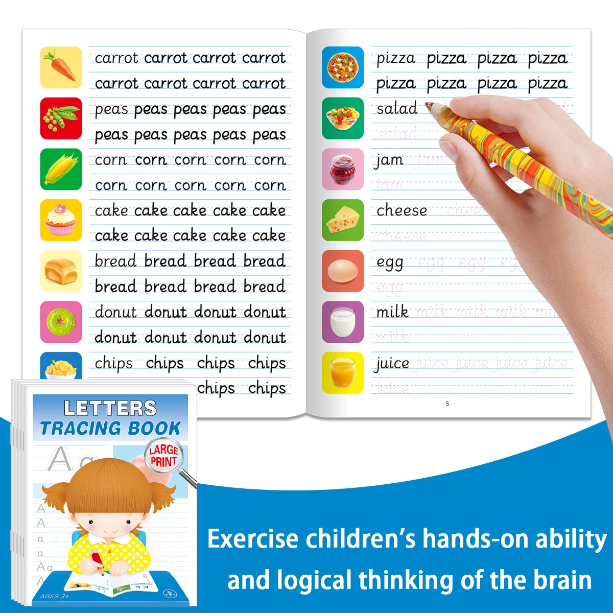 

English multi genre writing exercise book. Suitable for handwriting practice in preschool and early kindergarten.