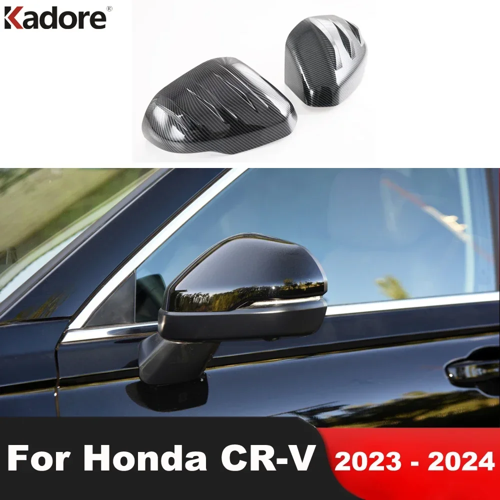 For Honda CRV CR-V 2023 2024 Carbon Fiber Rearview Mirror Cover Trim Side Wing Mirror Cap Covers Overlay Car Accessories