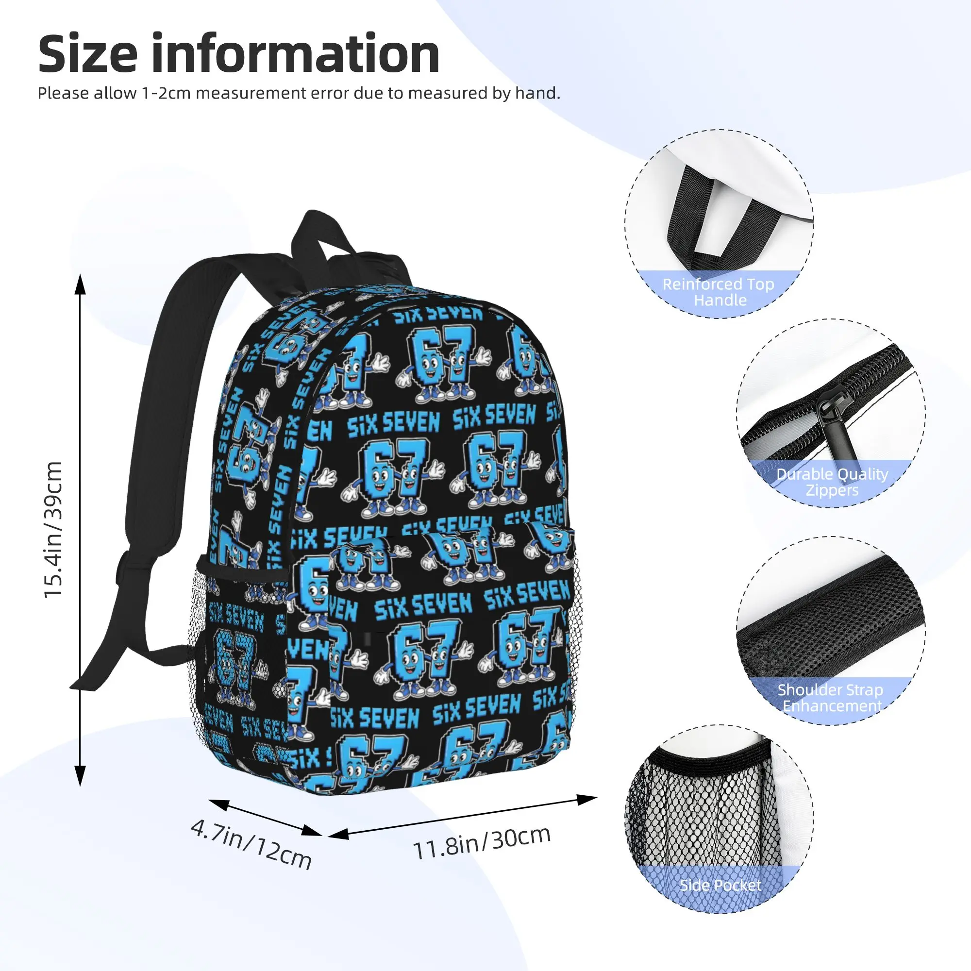 Colorful Number 67 Print Backpack Hot Sale Daypack Large Capacity Boys Girls BookBag Shoulder Bags for Men Women School Bag