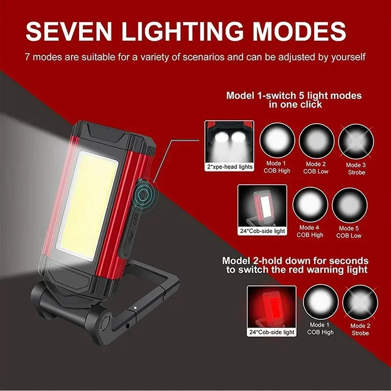 Imagem -04 - Lanterna Led Multifuncional Portátil Carregamento Usb Suporte do Ímã Reparo do Gancho Super Brilhante Iluminação de Emergência