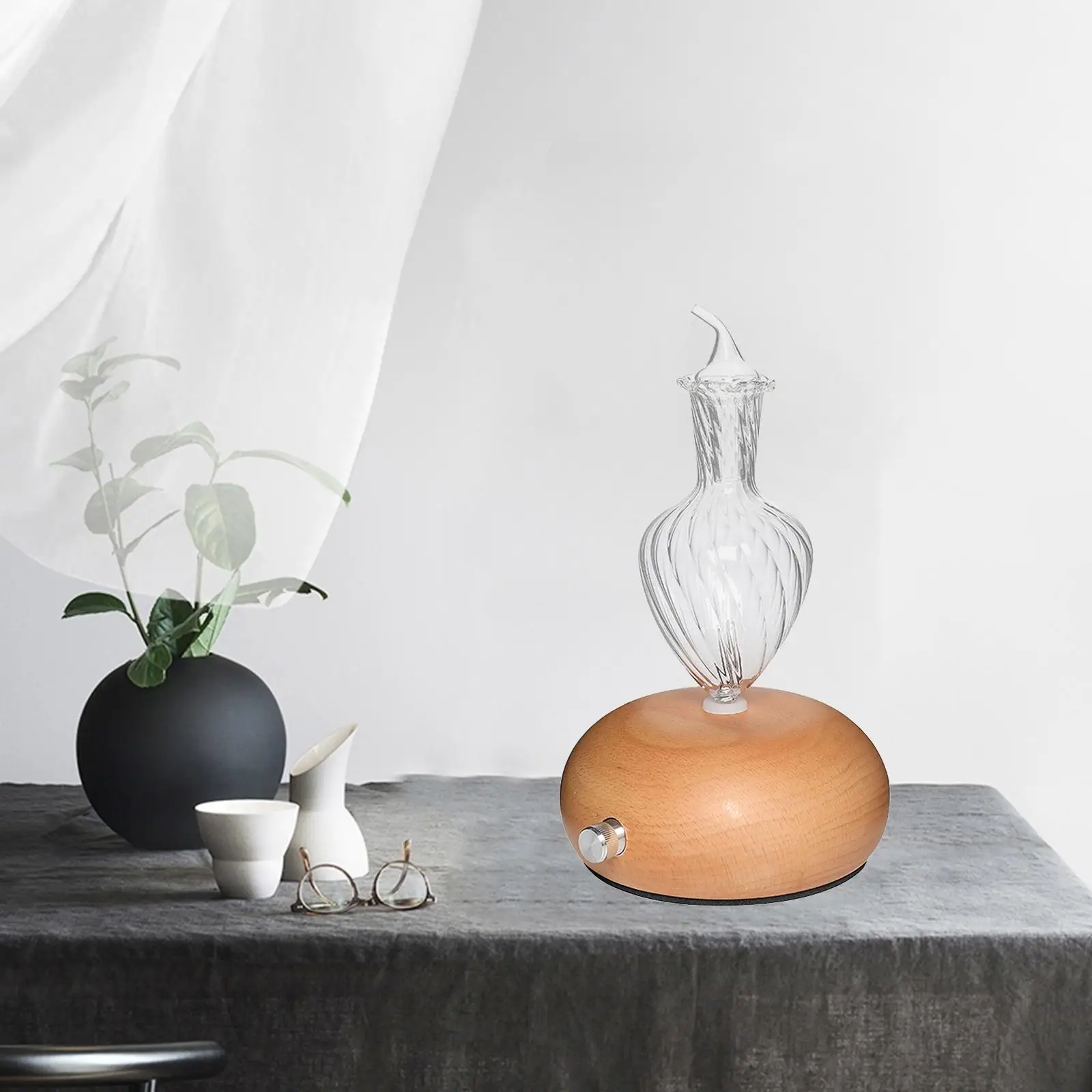 Nebulização elétrica puro óleo essencial difusor de vidro topo aroma fragrâncias atomização umidificador ar noite lâmpada para casa escritório