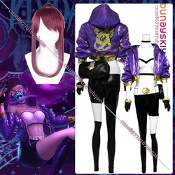 KDA Akali Cosplay Costume GAME LOL KDA Akali Cosplay Costume Women Outfit Purple Coat Pants Gloves Bag 2025 Halloween Uniforms