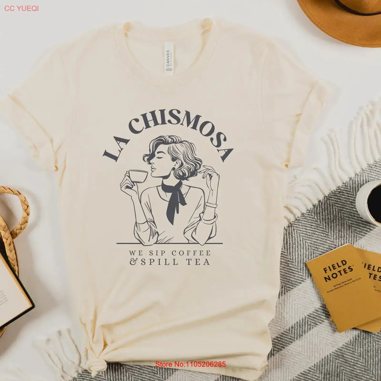 La Chismosa T Shirt Chisme y Cafe Spanglish Gossip Latina Sip Coffee Spill Tea Adult Various Colors vintage Washed Stylish