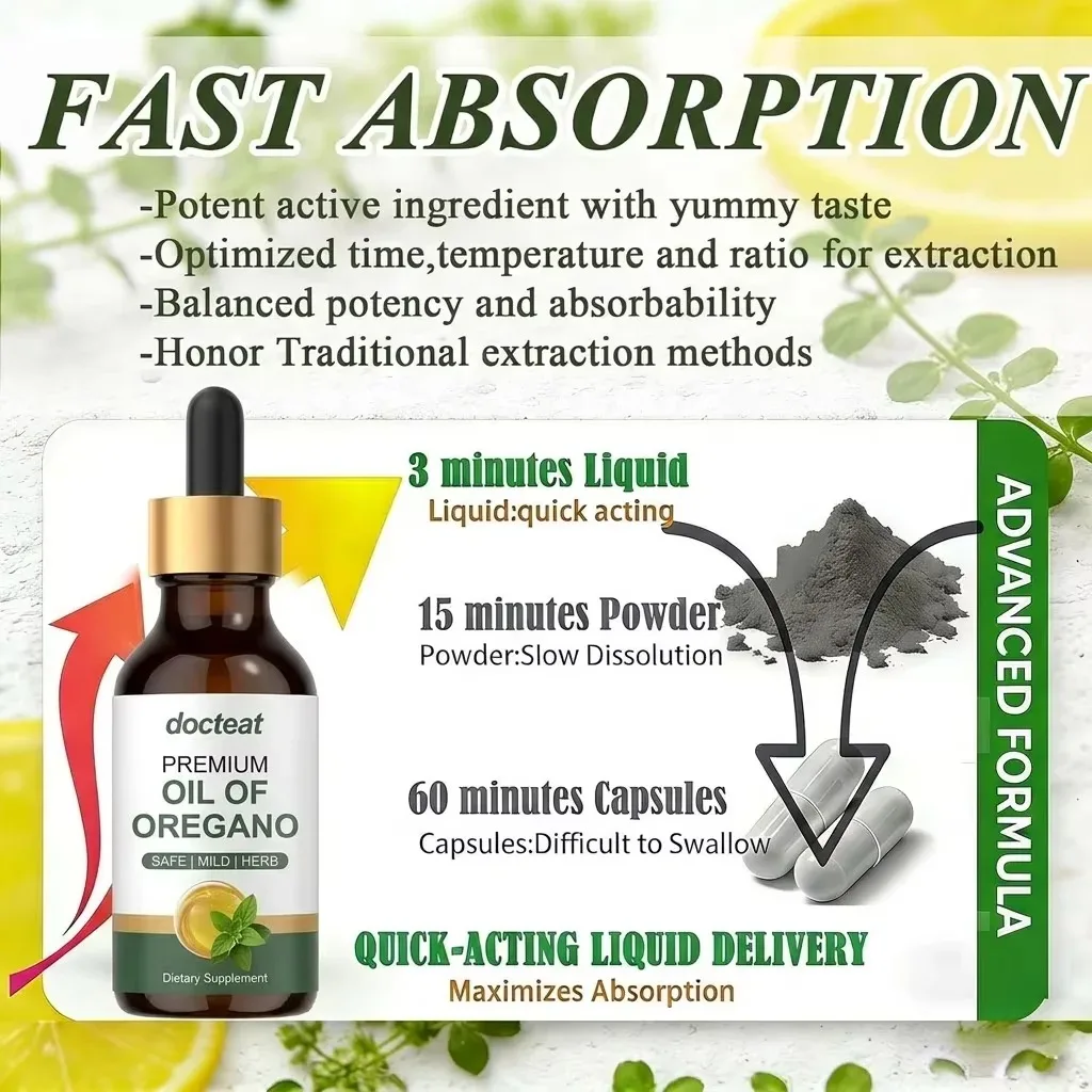 Oregano Oil Organic Liquid Drops - 100% Pure & Undiluted - 70% Carvacrol - Immune & Digestion, Support, Balance Gut Flora