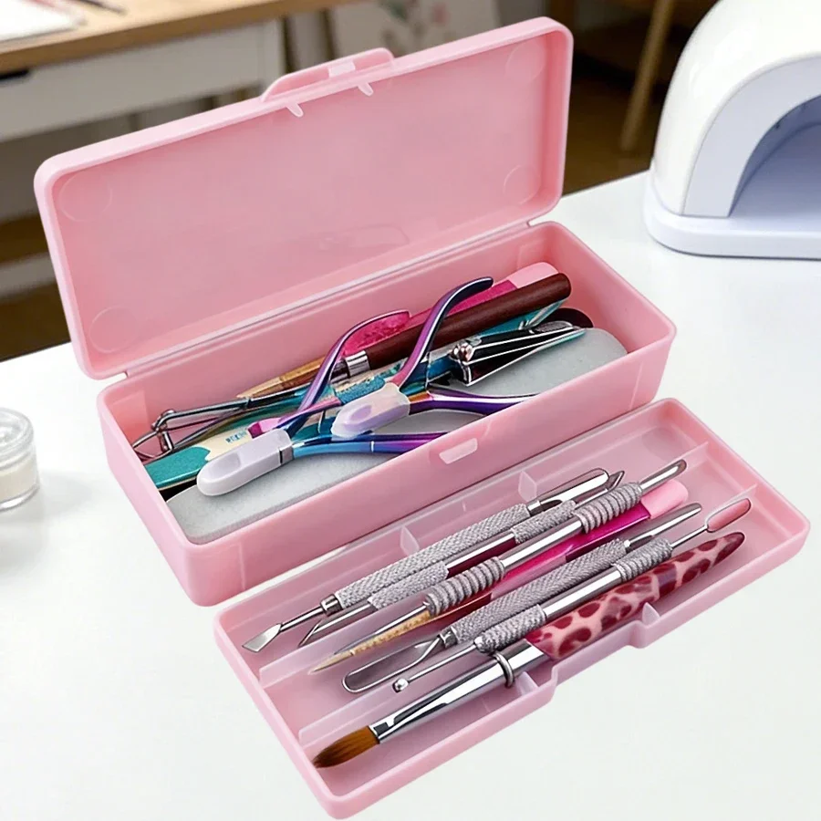 Doppelschichtige Aufbewahrungsbox für Nagelwerkzeuge, Tragbarer Organizer für Maniküre- und Pediküre-Instrumente, Behälter für Nagelfeilen und Nagelhautschieber