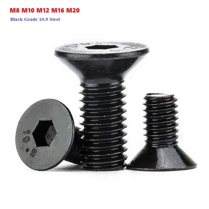 M8 M10 M12 M16 M20 Black Grade 10.9 Steel Hex Hexagon Socket Head Flat Countersunk Allen Machine Screw Bolt