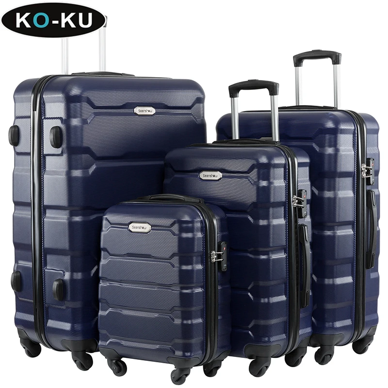 KO-KU New 4PCS Suitcase Set 18\'\'22\'\'26\'\'30 Inch Trolley Case Anti-scratch Durable Boarding Box Large Capacity Luggage Set