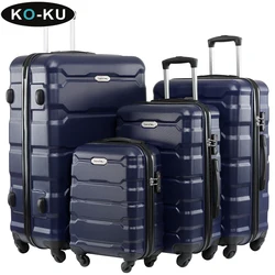 KO-KU Nuovo 4PCS Valigia Set 18''22''26''30 pollici Trolley Case Anti-graffio Durevole scatola d'imbarco Set di valigie di grande capacità