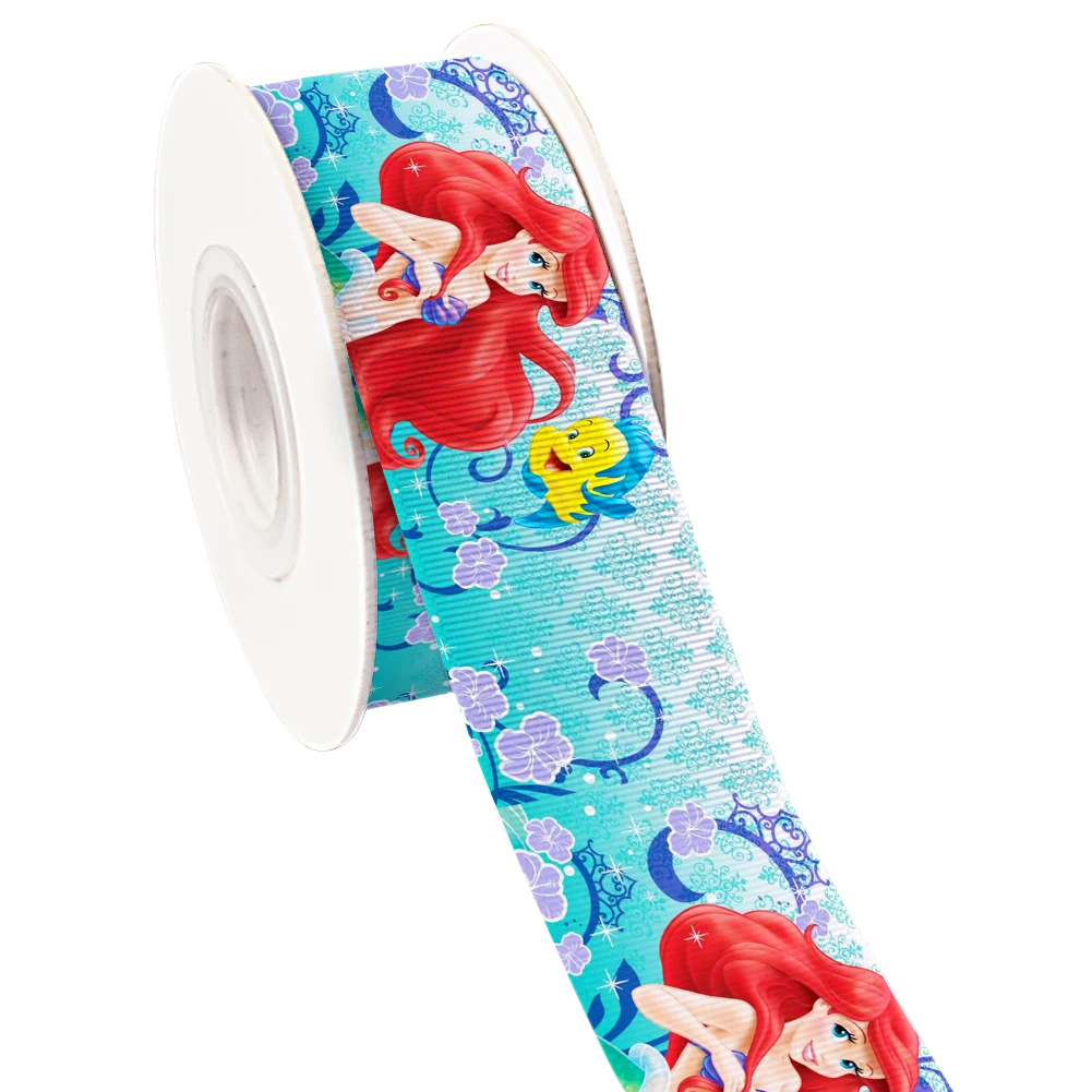 Mini Disney Cartoon Mickey Princess Stitch Winnie Printed Grosgrain Ribbon for DIY Hair Bows 5 Yards