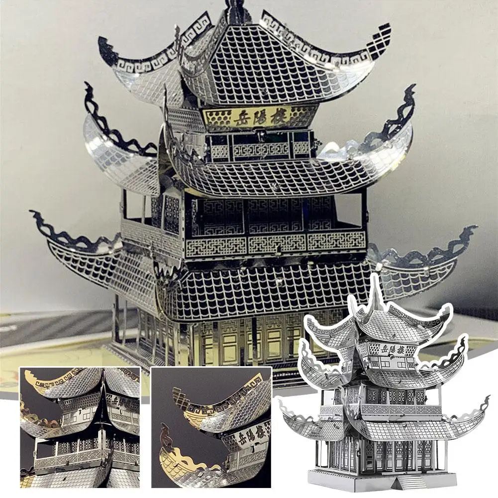 Yueyang Torre 3D Metal Puzzle Modelo Kits, Laser Cut, Jigsaw Toy para Crianças, DIY, P0J9