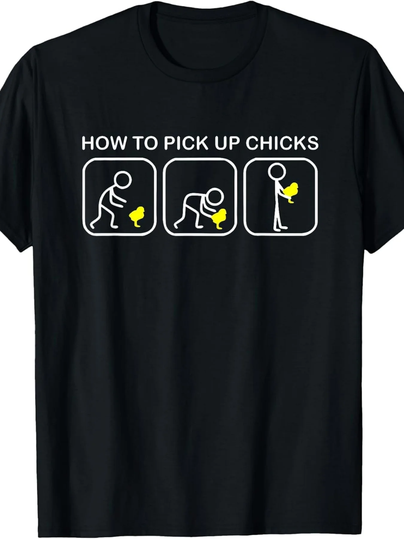 How to Flirt with Girls Funny Chicken T-Shirt.Jpg Unisex 2025 Summer Short Sleeve Printed T-Shirt Pure 220g