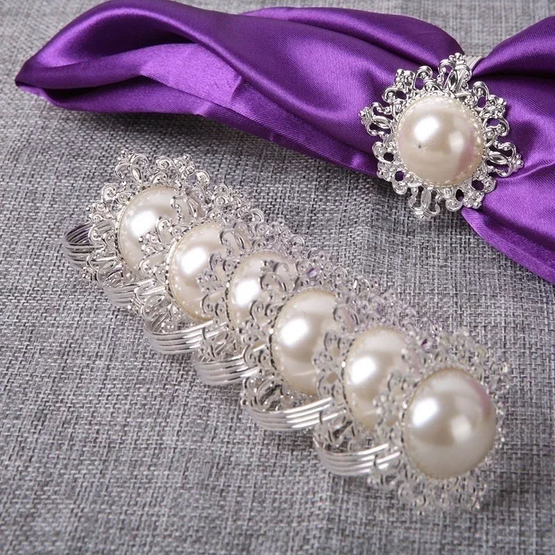 Pretty New Design Pearl Napkin Ring Serviette Holder Household Table Decor Wedding Banquet Dinner Favor Gift Accessory Supplies