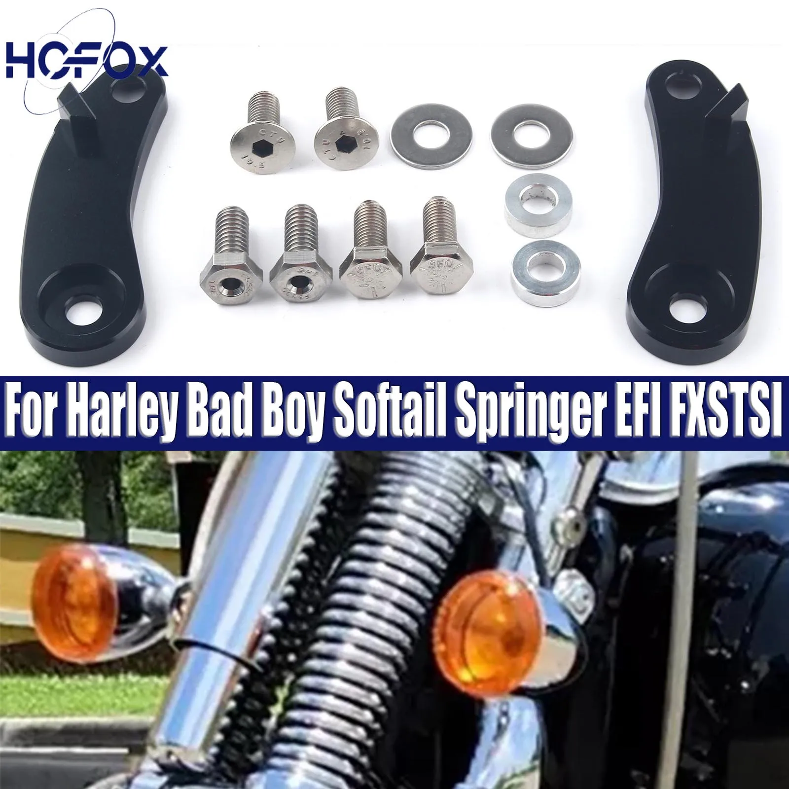 

For Harley Bad Boy Softail Springer EFI FXSTSI Front Turn Signal Relocation Kit For Harley-Davidson Softail Springer 1988-2006