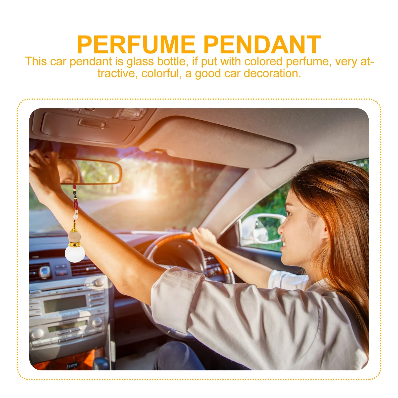 

6pcs Perfume Pendant Empty Glass Bottle For Car Aromatherapy Decor Hanging Diffuser Car Interior Ornament Auto Scent Accessory