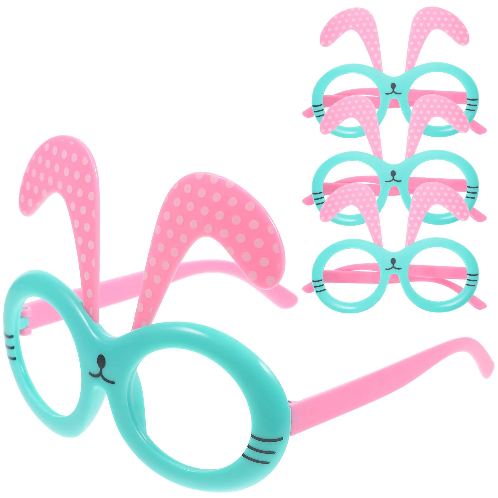 4 قطع من إطار نظارات أذن أرنب للأطفال، مستلزمات حفلات عيد الفصح، دعائم كشك الصور، إكسسوارات أزياء خفيفة الوزن بدون عدسة