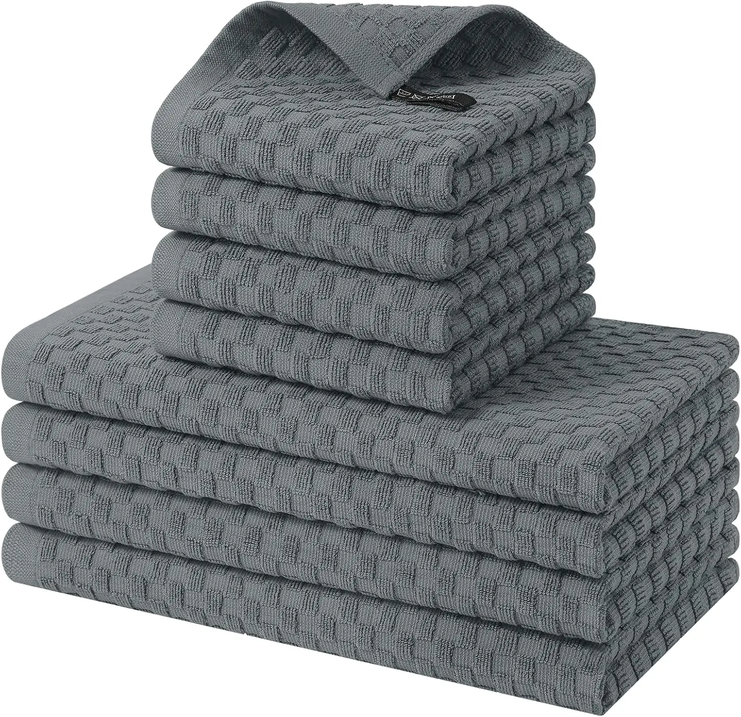 

Набор кухонных полотенец из 100% хлопка, 8 штук, супермягкие и впитывающие махровые полотенца для посуды с петлей для подвешивания, темно-серый цвет