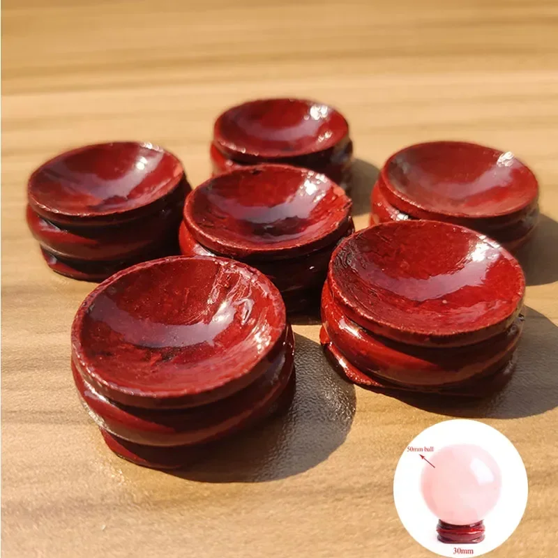 50/100/500szt Natural Wood Craft Holder Stand Pedestal Base Foundation for Crystal Ball Sphere Support Globe Sphere Ball Egg Red