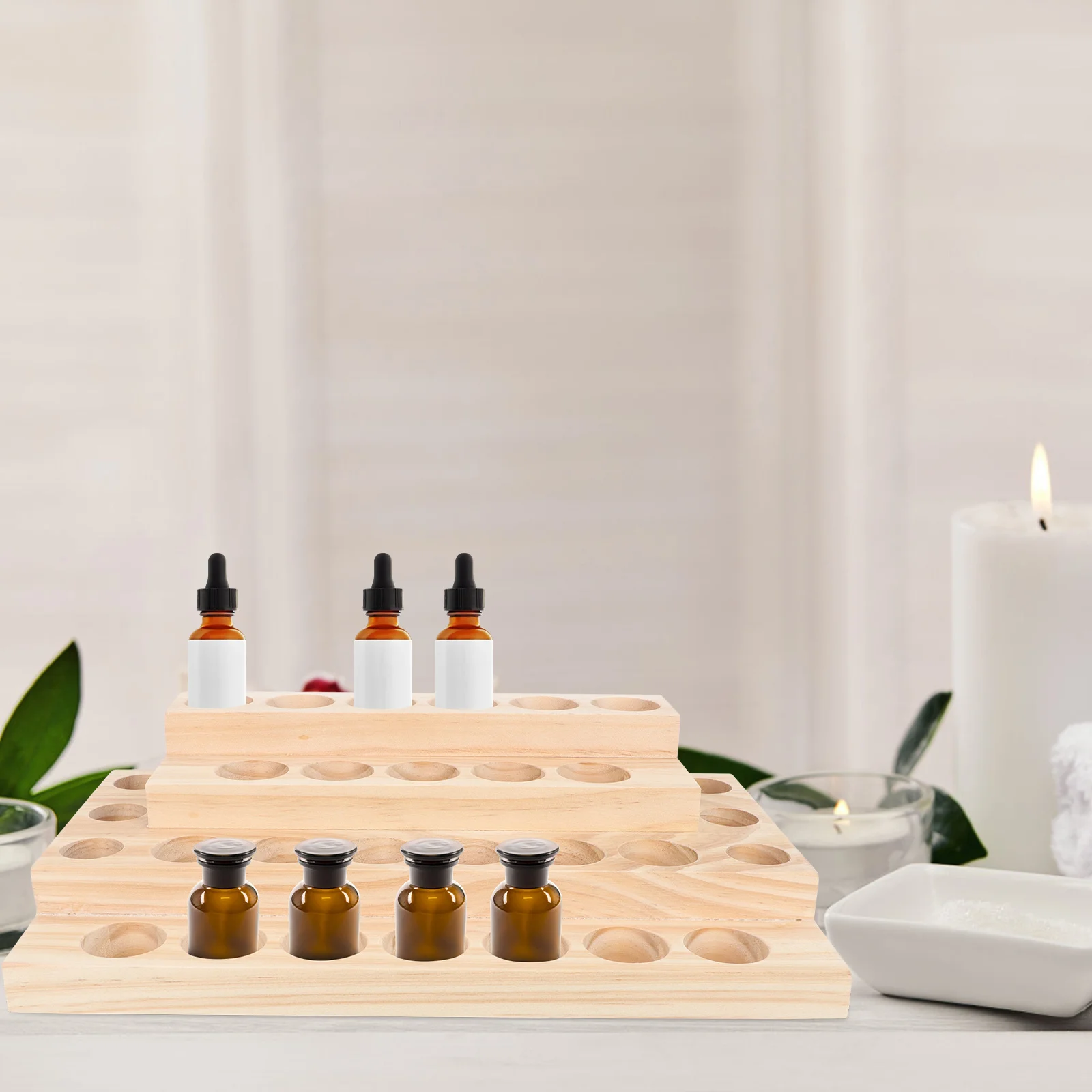

Four Layers Wooden Essential Oil Storage Case Durable Smooth Surface Essential Oil Bottle Organizer Wooden Storage Case