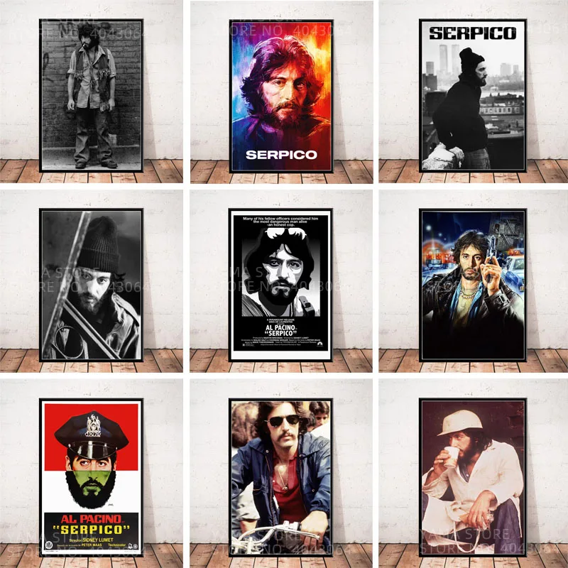 Serpico Al Pacino Classic Movie Print Art Canvas Poster, Living Room Decor, Home Wall Picture