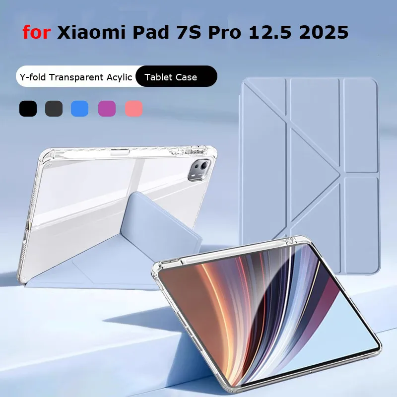 

for Xiaomi Pad 7S Pro 12.5 Inch 2025 Pad6S Pro for Redmi Pad Pro 12.1 Inch Poco Pad 5G Y Fold Acrylic protective case pen holder