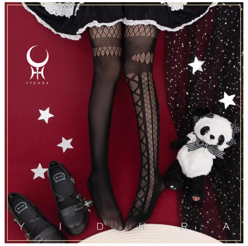 جديد الأصلي لوليتا الجوارب الكلاسيكية هالوين القوطي دراك شبكة جوارب طويلة الملابس الداخلية الجلد الفخذ العليا جوارب المرأة الجوارب