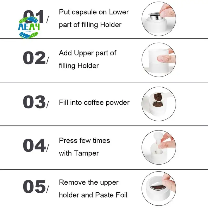 

AEA4-Refillable Coffee Capsule Tamper For Nespresso Reusable Coffee Pod Coffeeware Parts For Barista Espresso Maker-B