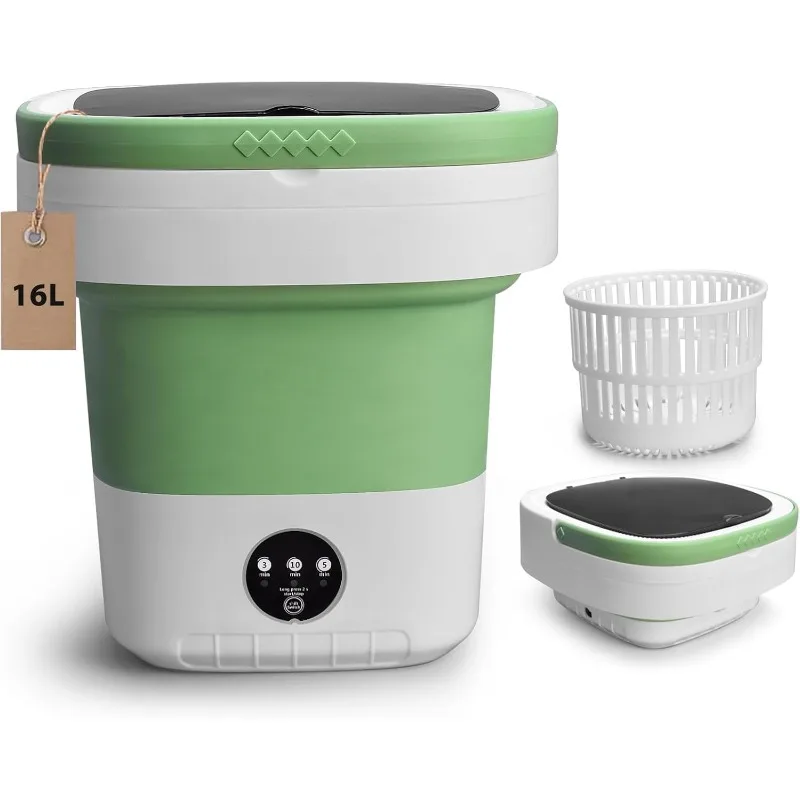 

Portable Washing Machine, 16L Upgraded Mini Washer with Spin Basket Laundry Machine, 3 Cleaning Modes Suitable for Small Clothes