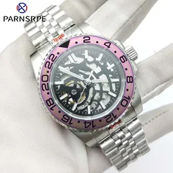 Men's 2024 New Automatic Mechanical Watch NH70 Movement Skeleton Dial Single Rotating Bezel Men's Fashion Watch Gifts