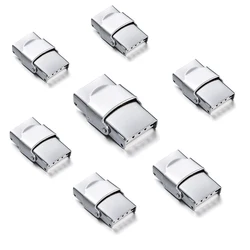 5Pcs Stainless Steel Clasp Crimp Jaw Hook Watch Band Clasp for Leather Silicone Bracelet Jewelry Making DIY Connect Lace Buckle