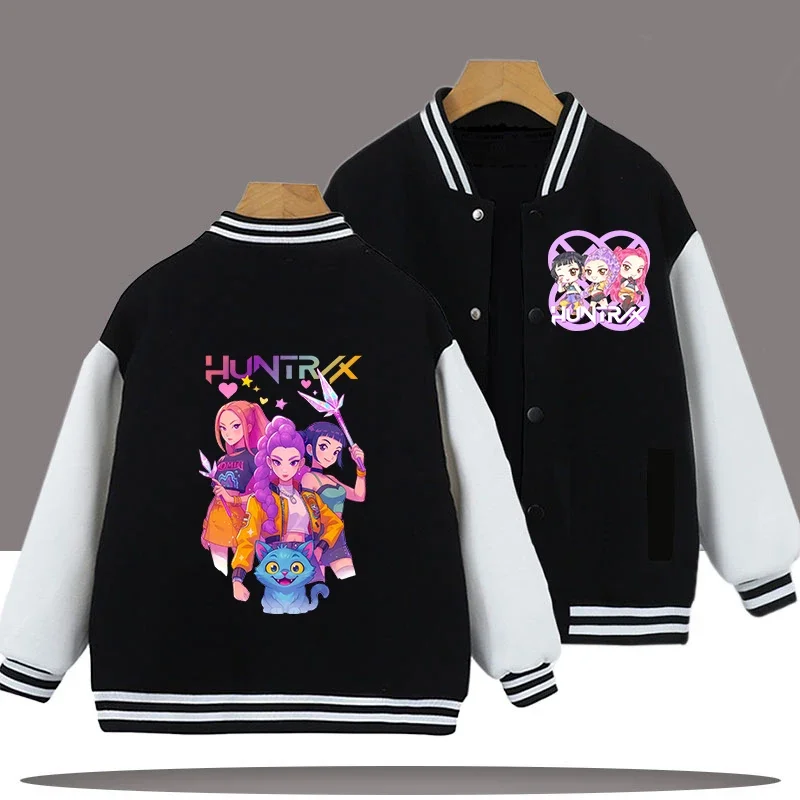 

New K-pop Demon Hunter Cartoon Print Children's Baseball Jacket - Cute Girl Sport Shirt - Casual Jacket - Spring-Autumn Coat