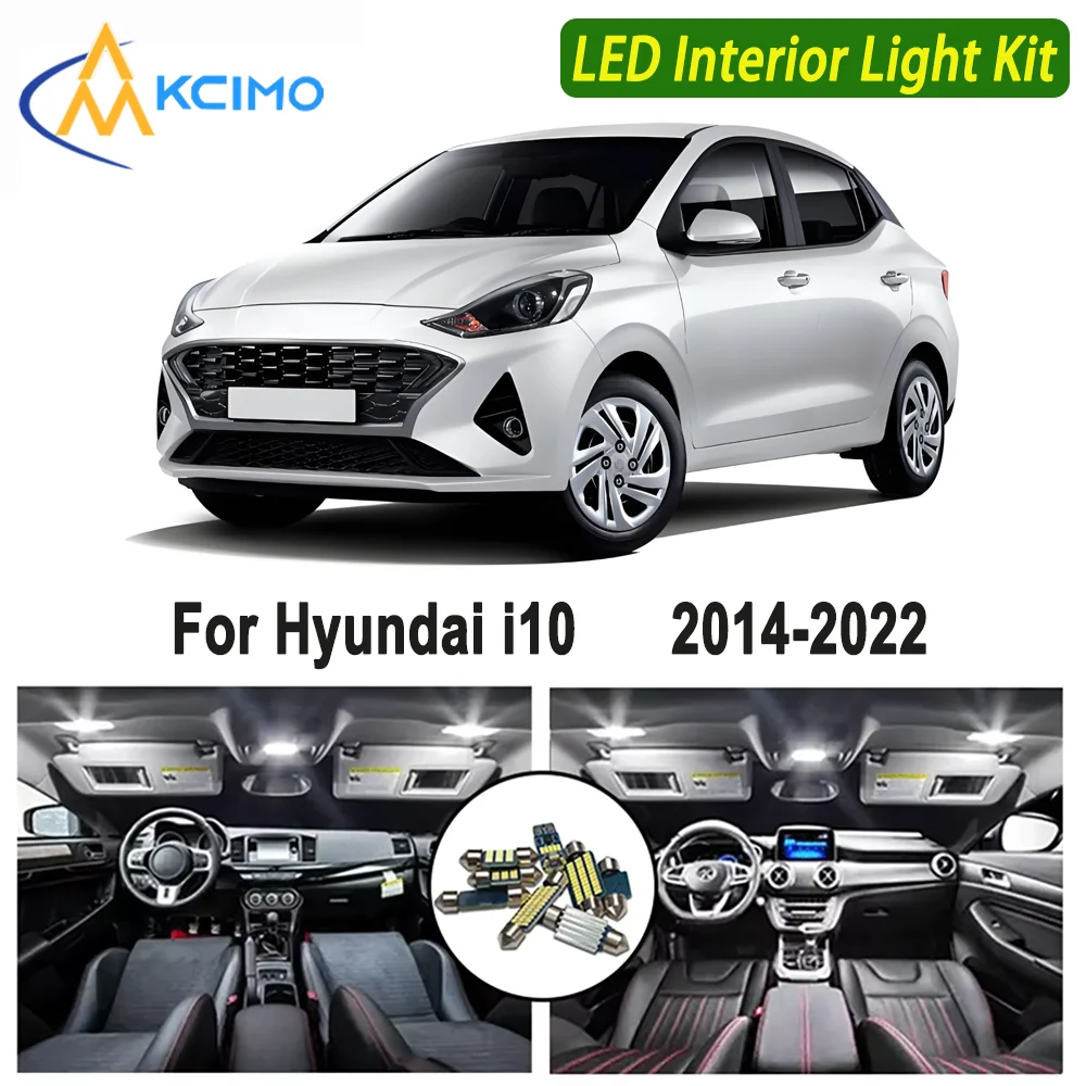 

Kcimo For Hyundai i10 (2014-2022) Premium Bright LED Interior Dome Map Trunk Light Kit Car Led Lamps Canbus New Car LED Lights