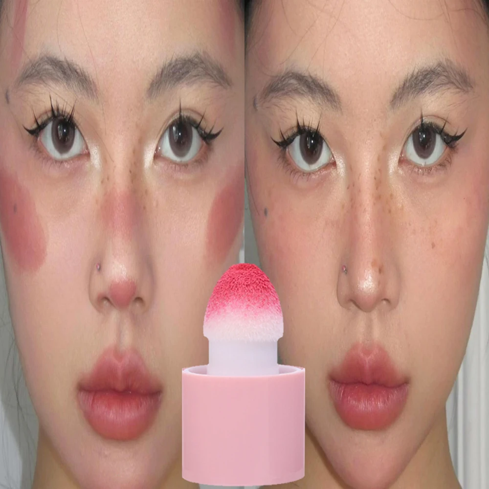 Fluwelen Matte Vloeibare Blush Hydraterende Roze Blusher Natuurlijke Gemakkelijk Te Vegen Gezichtscontour Verheldert Make-Up Blush Stick Met Spons