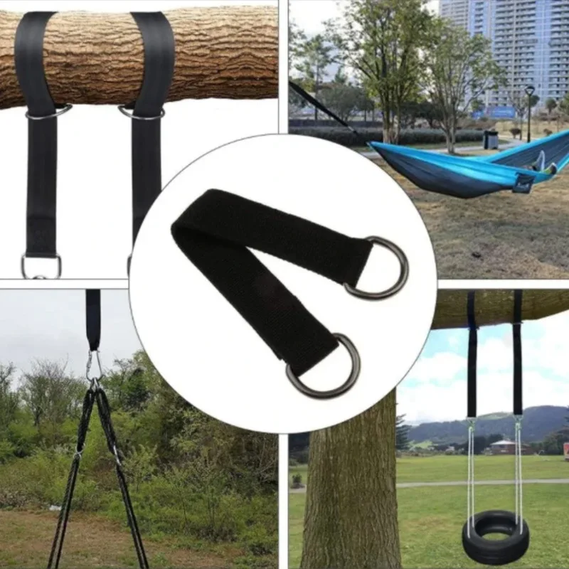 24cm Heavy Duty Safety Black Hanging Swing Straps Polyester Rope with Carabiner Garden Yard Kids Seat Strap Swing Extension Belt