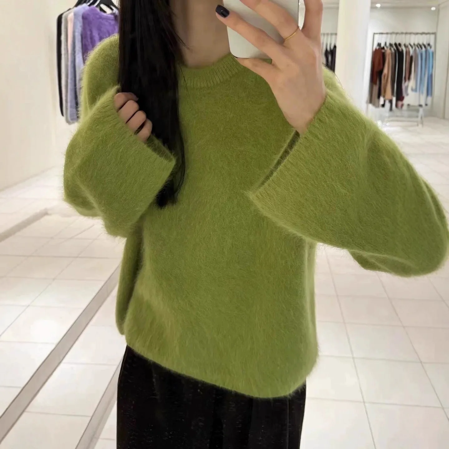Round Neck Solid Color Loose Women's Knitwear Autumn Winter New Style Sweater Comfortable Fit Pullover Top