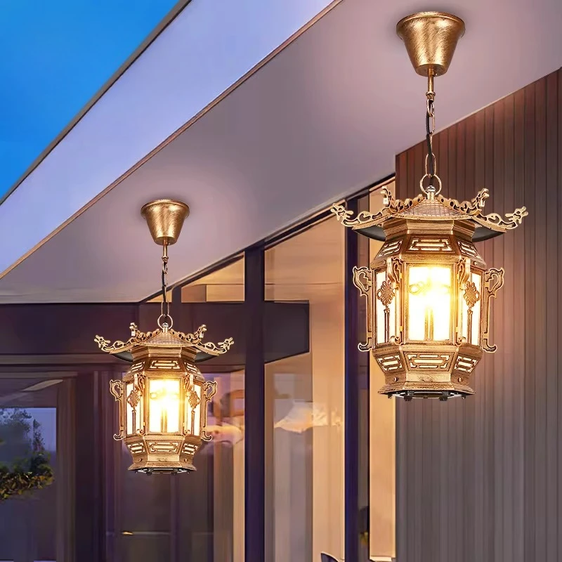 

Chinese outdoor chandelier, eaves, lanterns, aisle, classical palace lamp, gazebo, courtyard, outdoor waterproof lamp