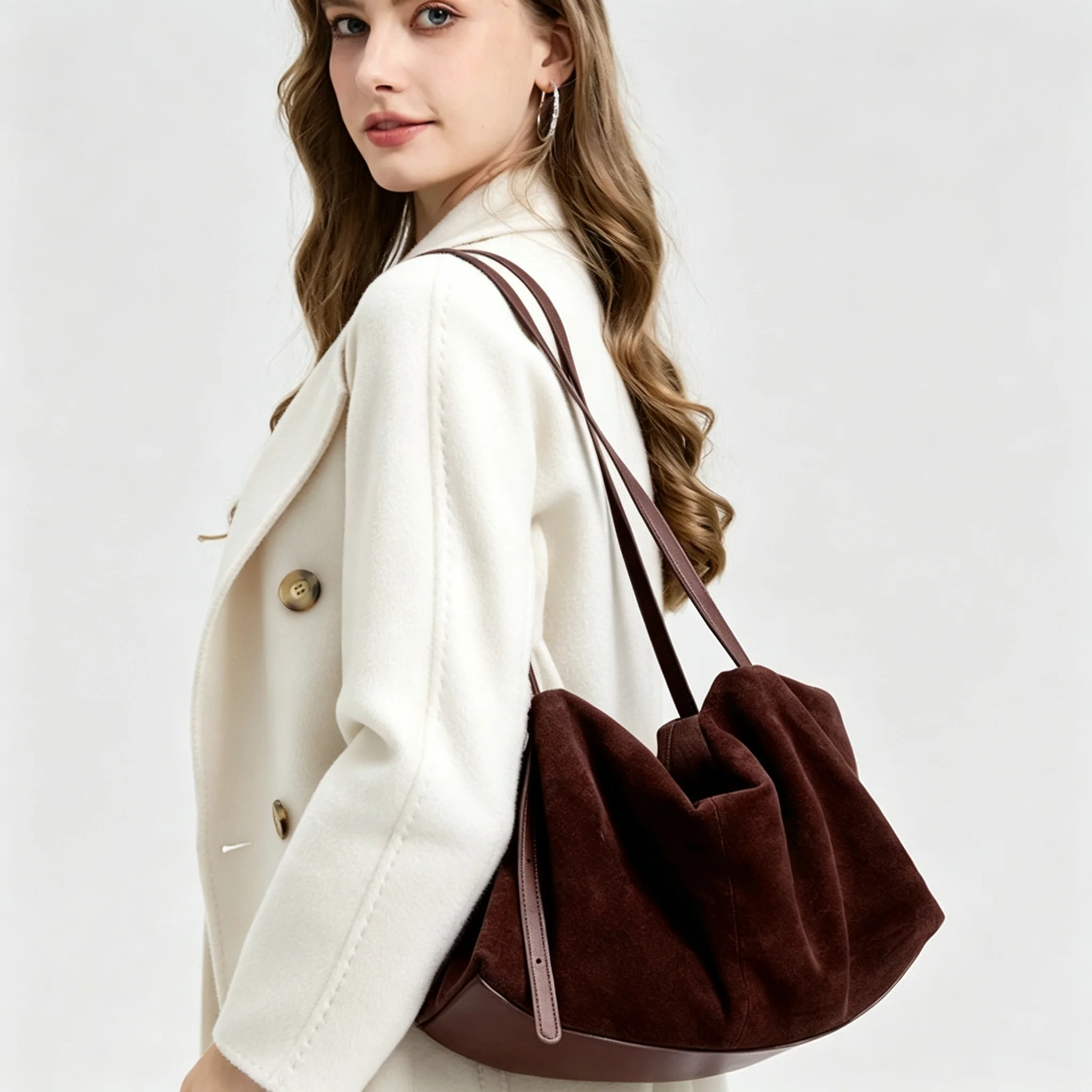 女性用ナチュラルヌード本革ハンドバッグ レディース大容量トー - Luxury Yoga Bags のレビューと価格